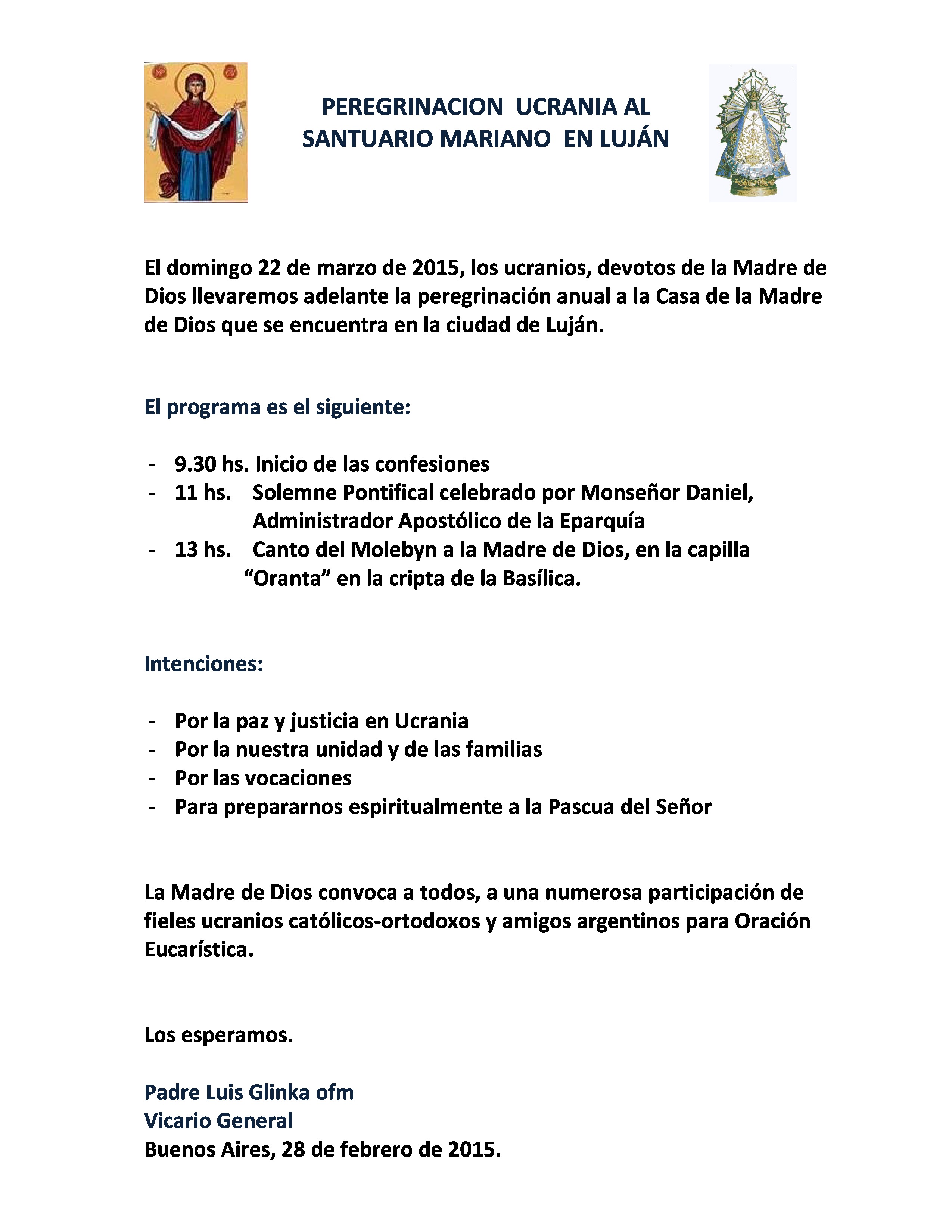 PEREGRINACION UCRANIA AL SANTUARIO MARIANO EN LUJÁN