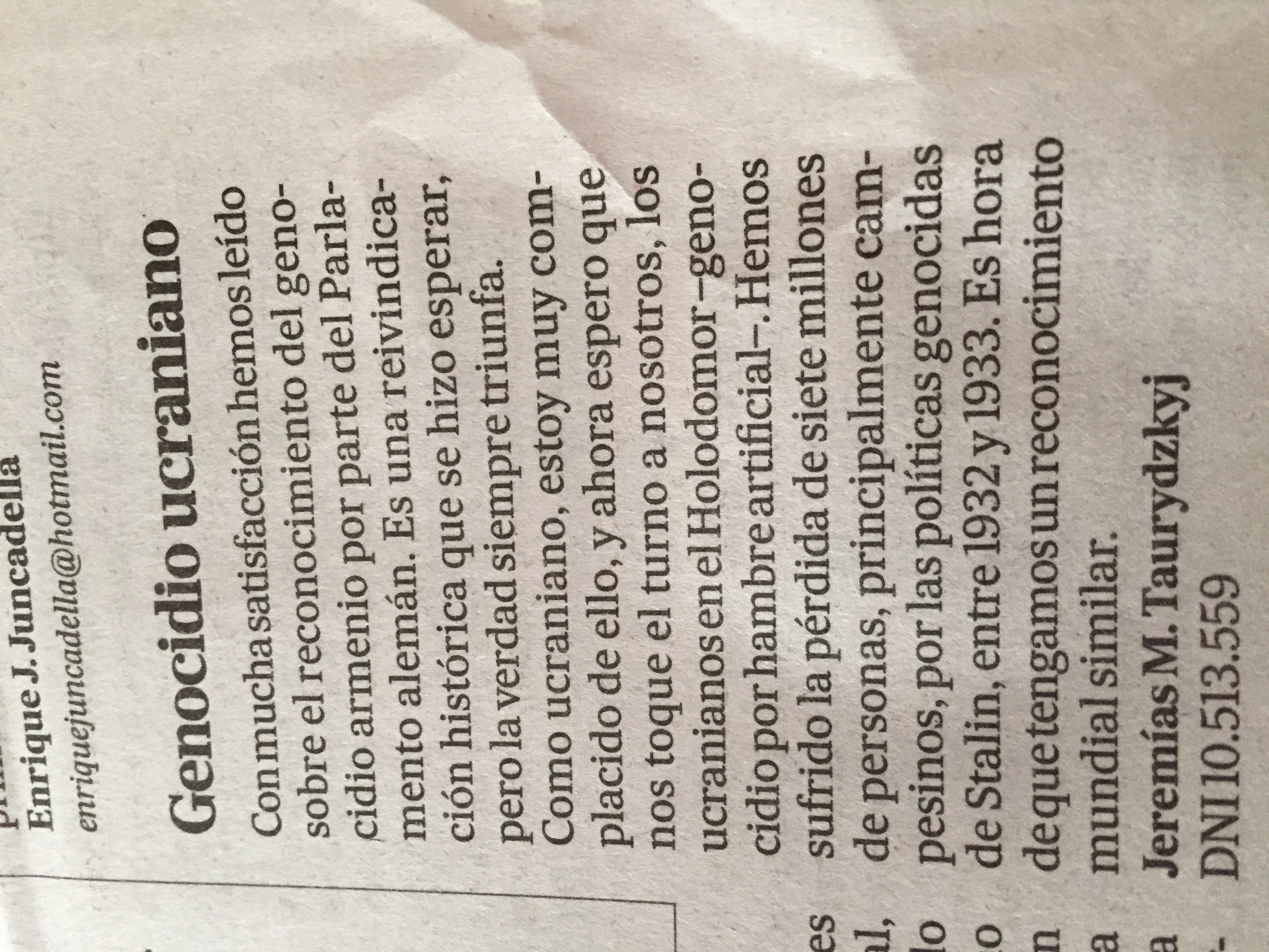 CARTA DE LECTORES DIARIO LA NACION