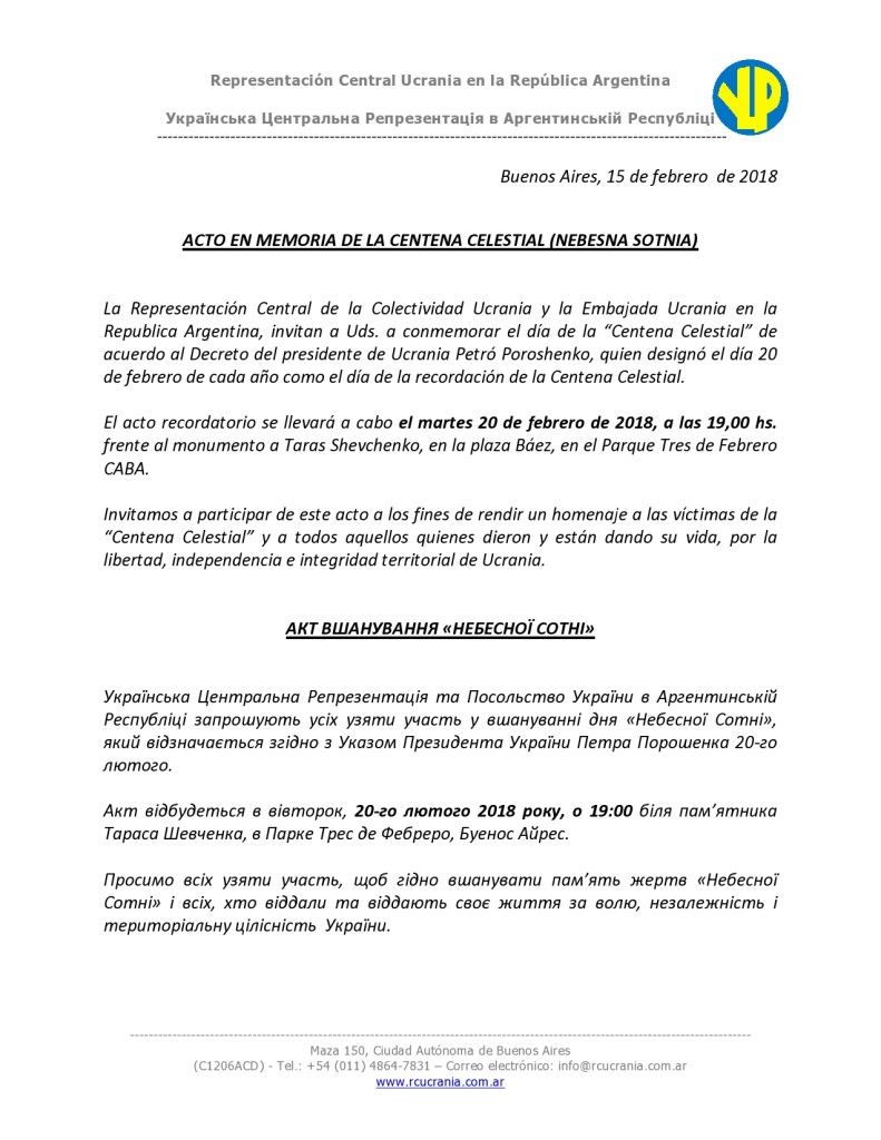 ACTO EN MEMORIA DE LA CENTENA CELESTIAL (NEBESNA SOTNIA)-page0001